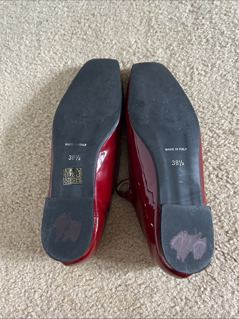 L’idea by Lori Burgundy Italian Patent Leather T-Strap Mary Jane Flats sz 8.5 - Picture 8 of 8
